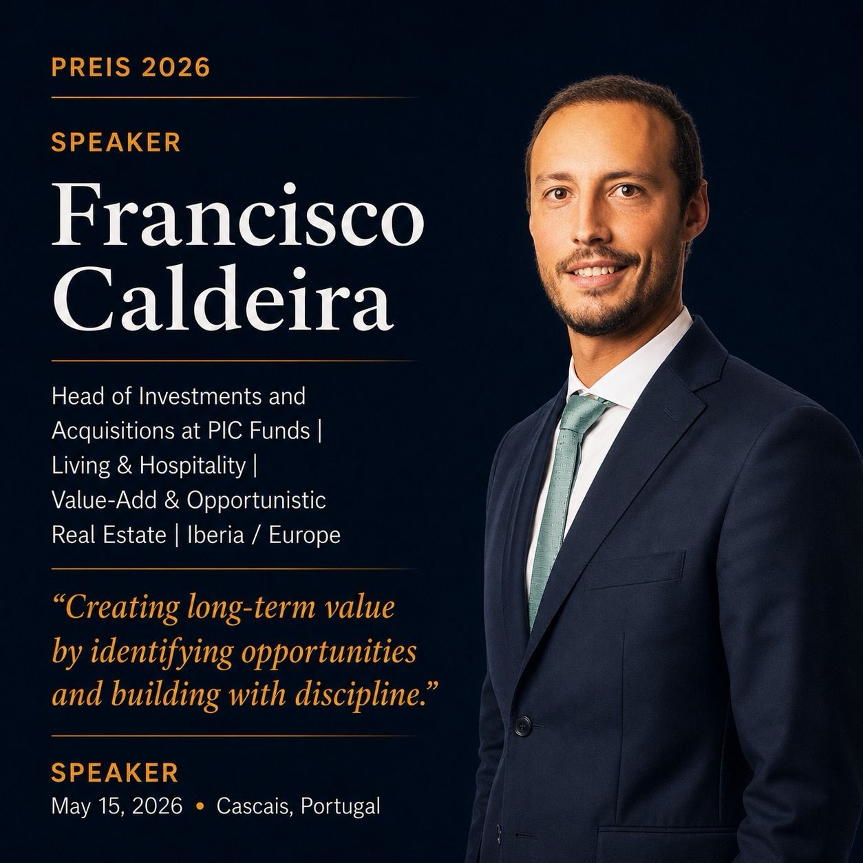 Francisco Caldeira will be a speaker at PREIS 2026